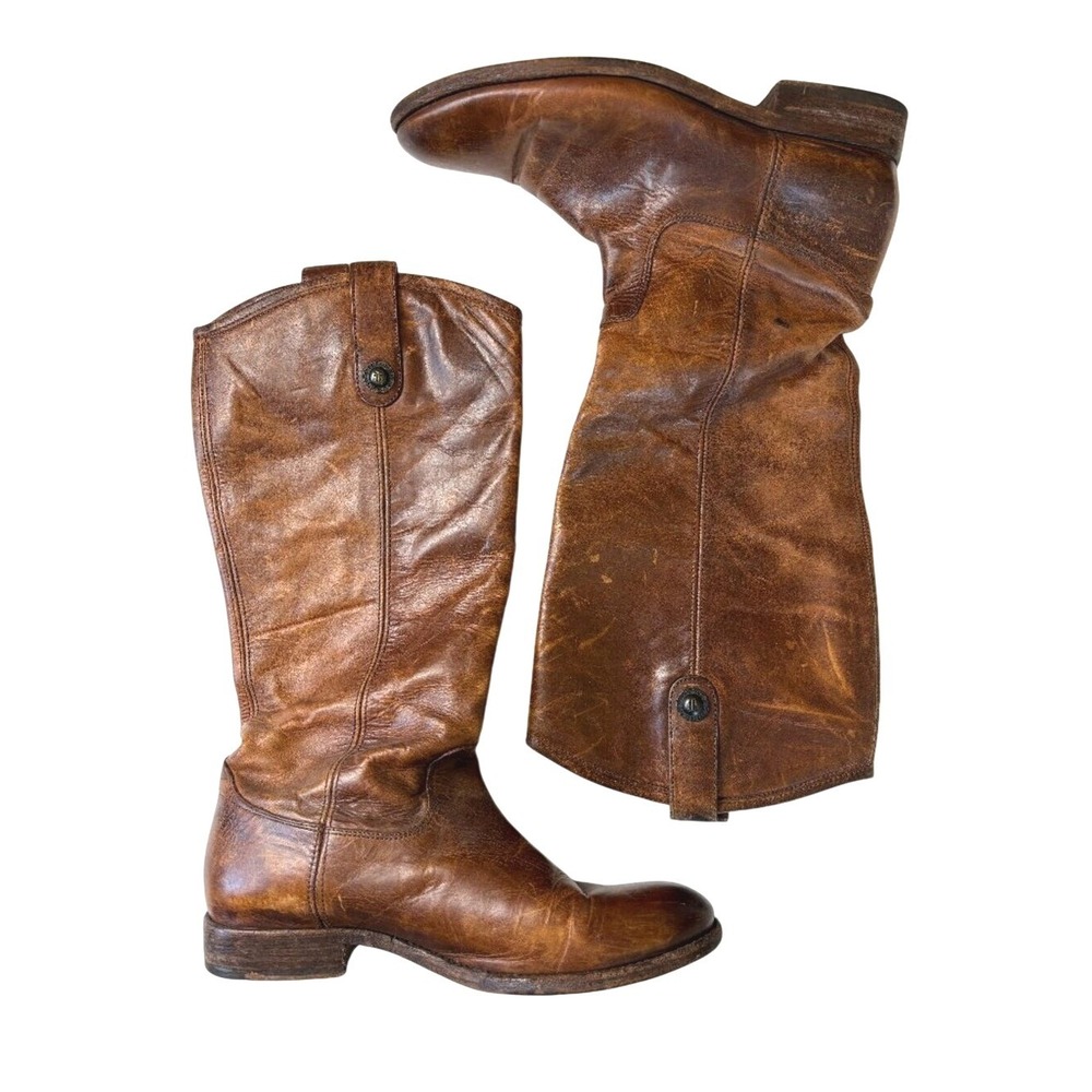 Frye Brown Leather Mid-Calf Heeled Boots